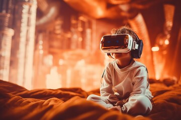 A child from the future is learning with virtual reality