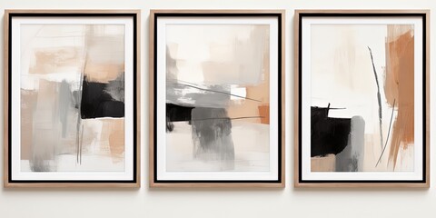 abstract background of art illustration framed in minimalism style grunge paint brush texture set on wall,  mockup idea, Generative Ai - obrazy, fototapety, plakaty