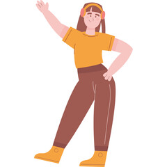 Happy woman in headphones vector isolated icon