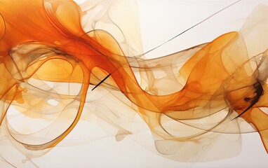 painting style illustration abstract background,  orange color ink swirl, free form minimal art, Generative Ai