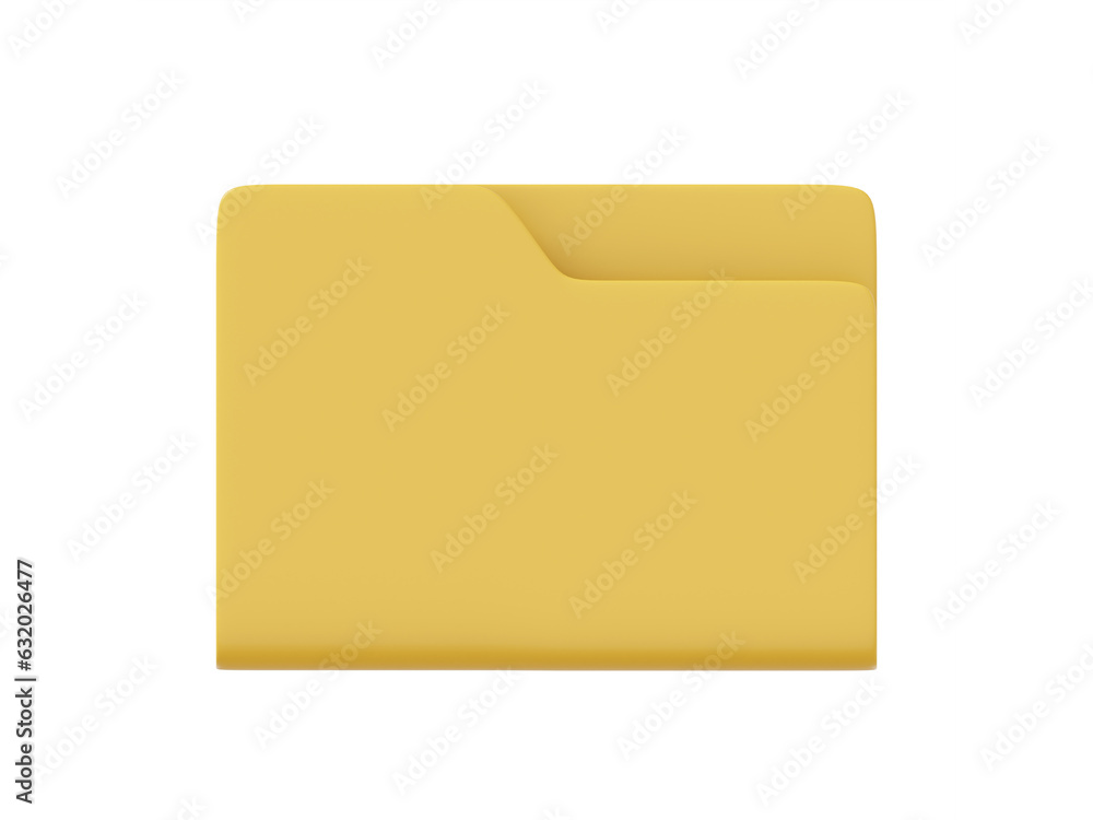 Poster yellow empty computer folder. 3d rendering. icon on white background.