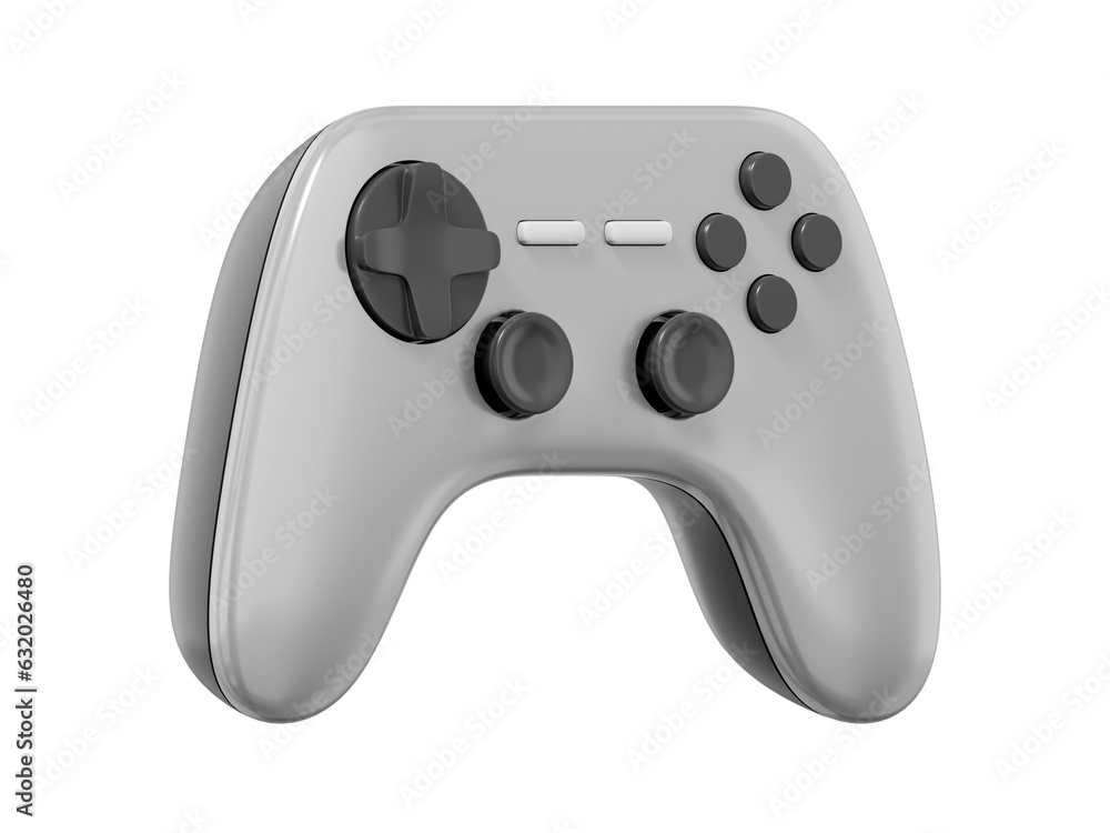 Poster realistic console game controller. gray isolated icon on white background. 3d rendering.
