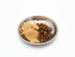 Indian home made festival sweet and fried chickpeas