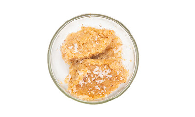 Indian home made sweet on bowl, isolated