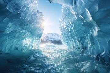 Ice caves of the world's largest glacier - AI Generated