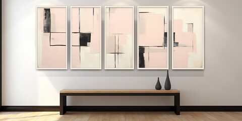 abstract background of art illustration framed in minimalism style grunge paint brush texture set on wall,  mockup idea, Generative Ai
