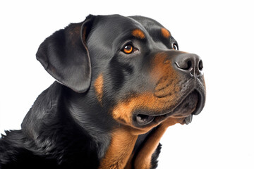 Portrait of Rottweiler dog on white background