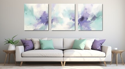  abstract background of art illustration framed in minimalism style color splash set on wall in living room, Generative Ai