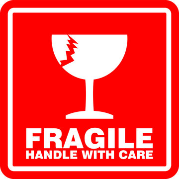 Fragile, handle with care, sticker and label vector
