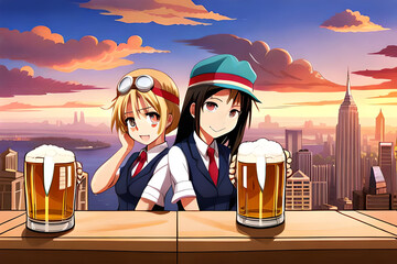 abstract illustration of beer, octoberfest, traditional german fest illustration created with generative ai technolgy