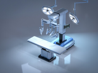 Robotic assisted surgery machine in operating room