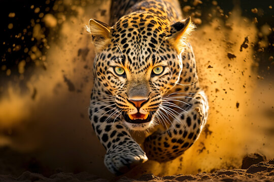 Cheetah stalking fro prey on savanna