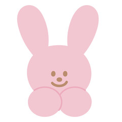Pink bunny rabbit for cartoon character, comic, mascot, brand logo, animal icon, vet or pet decoration, fashion and accessory, fabric print, cute sticker, zoo, easter, social media post, banner, frame