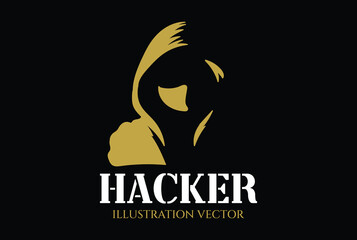 Mysterious Man with Hoodie Jacket for Hacker Icon Illustration