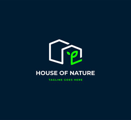 abstract house logo in simple flat style that can be used as a logo for eco friendly home project