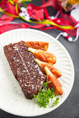 christmas chocolate cake dessert holiday treat new year christmas celebration meal food snack on the table copy space food background rustic top view