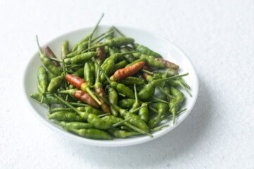 Fresh paprika on a white plate