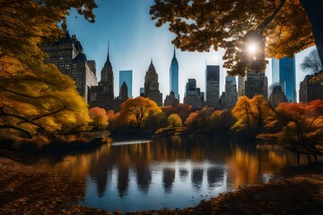 Obraz premium autumn in the park Created using generative AI tools
