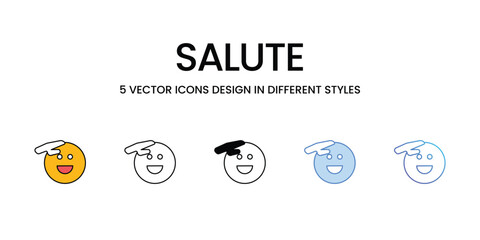 Salute Icon Design in Five style with Editable Stroke. Line, Solid, Flat Line, Duo Tone Color, and Color Gradient Line. Suitable for Web Page, Mobile App, UI, UX and GUI design.