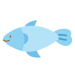 Fototapeta premium Illustration of pastel blue fish for sea life, aquarium, zoo, souvenir shop, spring, summer, diving activity, animal sticker, cartoon character, comic, mascot, cute patches, shirt print, plush toy