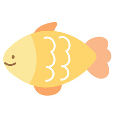 Illustration of pastel orange fish for sea life, aquarium, zoo, souvenir shop, spring, summer, diving activity, animal sticker, cartoon character, comic, mascot, cute patches, shirt print, plush toy