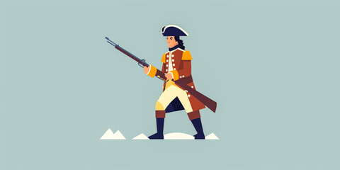 Fototapeta premium Modern flat design image provocatively portraying the American Revolutionary War with its historical significance and simple, clean backdrop. Generative AI