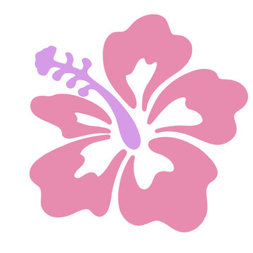 Pink hibiscus drawing for decoration, logo, flower icon, plant, garden, social media, print, tattoo, fashion, shirt print, love sticker, floral, summer, barbie elements