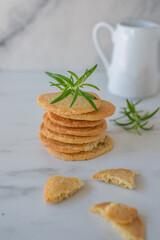 Delicious freshly baked homemade cookies with rosemary