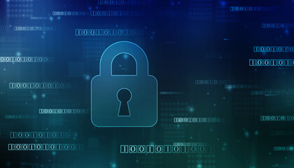Digital Padlock on abstract technology background, Technology security concept. Modern safety digital background. Protection system, Cyber Security and safety information, personal data concept