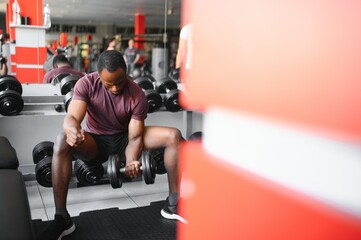 Fototapeta na wymiar Portrait of male African American athlete on training