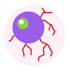 Illustration of eye with blood vessels png for halloween, scary cartoon, spooky character, comic, mascot, Halloween costume, sticker, trick or treat event, patches, shirt print, children, toy, doll