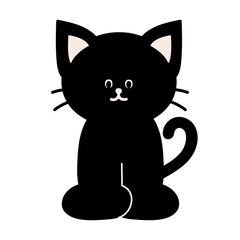 Illustration of black cat png for Halloween elements, animal, costume, cartoon character, comic, mascot, pet, vet, cute patches, shirt print, brooch, sticker, scary, spooky, trick or treat, plush toy