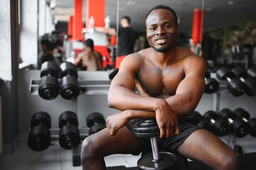 healthy african american man resting after workout
