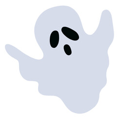 Hand drawn white ghost png for scary cartoon, spooky character, comic, mascot, Halloween costume, decorations, sticker, trick or treat event, cute patches, shirt print, children, plush toy, doll, logo