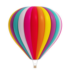 Fototapeta premium Colorful hot air balloon isolated on transparent background. 3D illustration