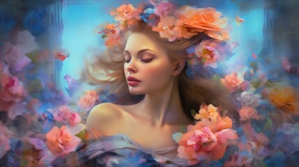 flowers and woman