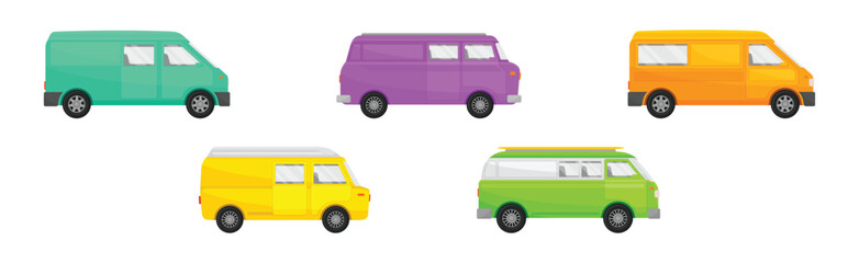 Bright Van as Road Vehicle and Transportation Vector Set