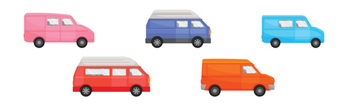 Bright Van as Road Vehicle and Transportation Vector Set