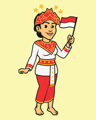 Indonesian Native Maluku Tribe in Traditional Dress