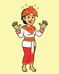 Indonesian Native Maluku Tribe in Traditional Dress