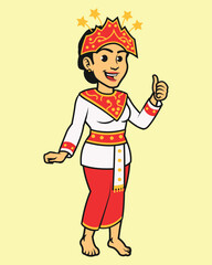 Indonesian Native Maluku Tribe in Traditional Dress