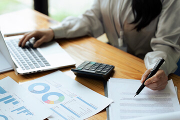 Professional Accountant Woman In Office Doing Accounting And Budget