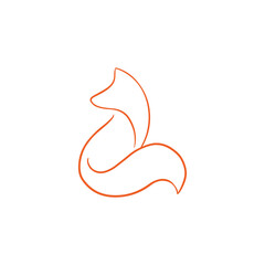 Mono line fox logo icon vector.