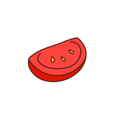 Hand-drawn tomato on a transparent background. Isolated vector illustration of juicy fruit