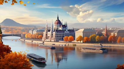 Fototapete Moskau Budapest city Beautiful Panorama view