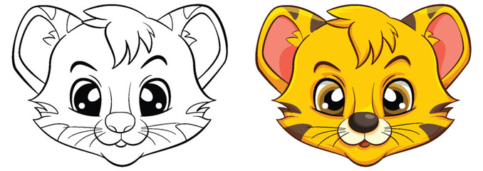 Coloring Page Outline of Cute Tiger