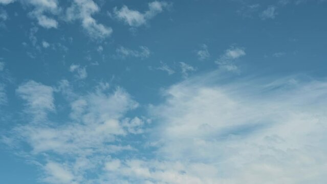 Timelapse of beautiful blue sky and white cloud with 4k resolution. The environment in the natural world.