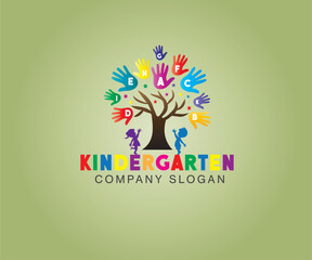 Kids preschool vector logo design, Kids Montessori school logo design