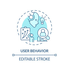 Editable user behavior icon concept, isolated vector, AI for SEO blue thin line illustration.