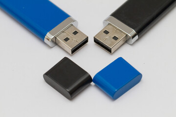 Macro shot of USB pen drive resting on a studio background. - 632044089